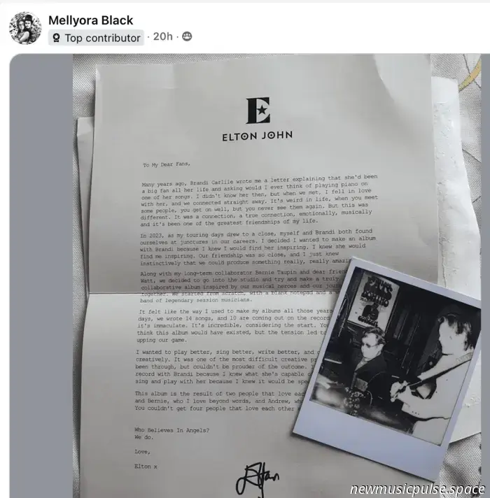 Elton John parece haber escrito una carta a sus fans anunciando un nuevo álbum