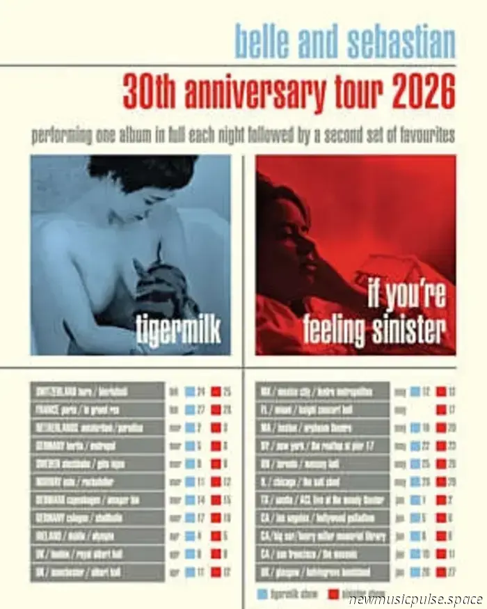 Belle and Sebastian feiern 30 Jahre „Tigermilk“ und „If You’re Feeling Sinister“ mit einer Tournee im Jahr 2026.